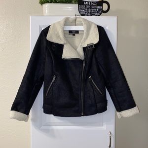 SOLD Mossimo faux suede moto jacket with Sherpa